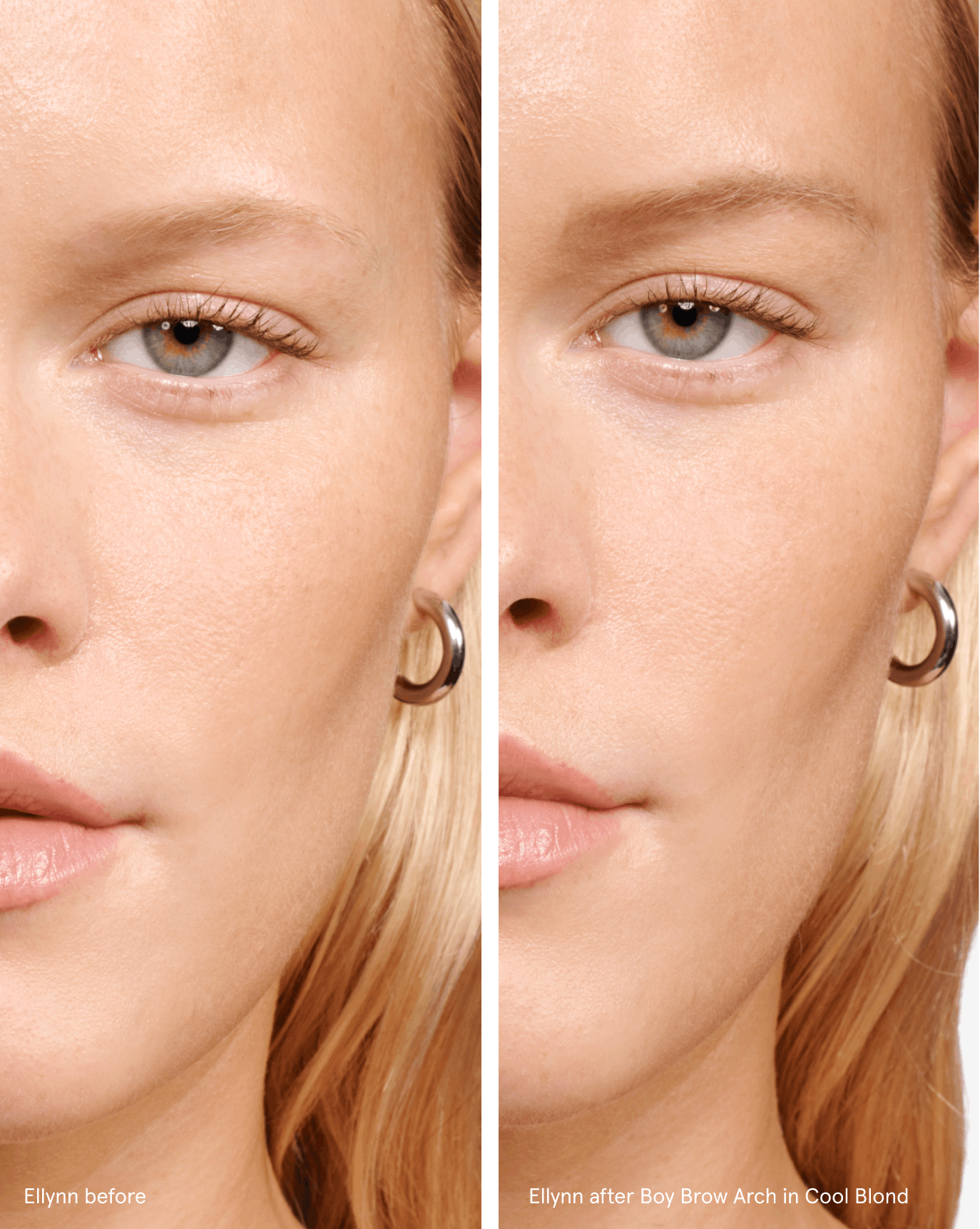 Ellynn before/Ellen after Boy Brow Arch in Cool Blond