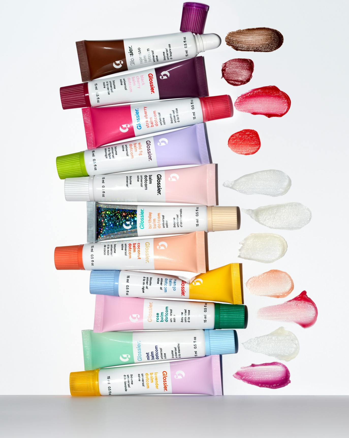 All flavors of Glossier Balm Dotcom