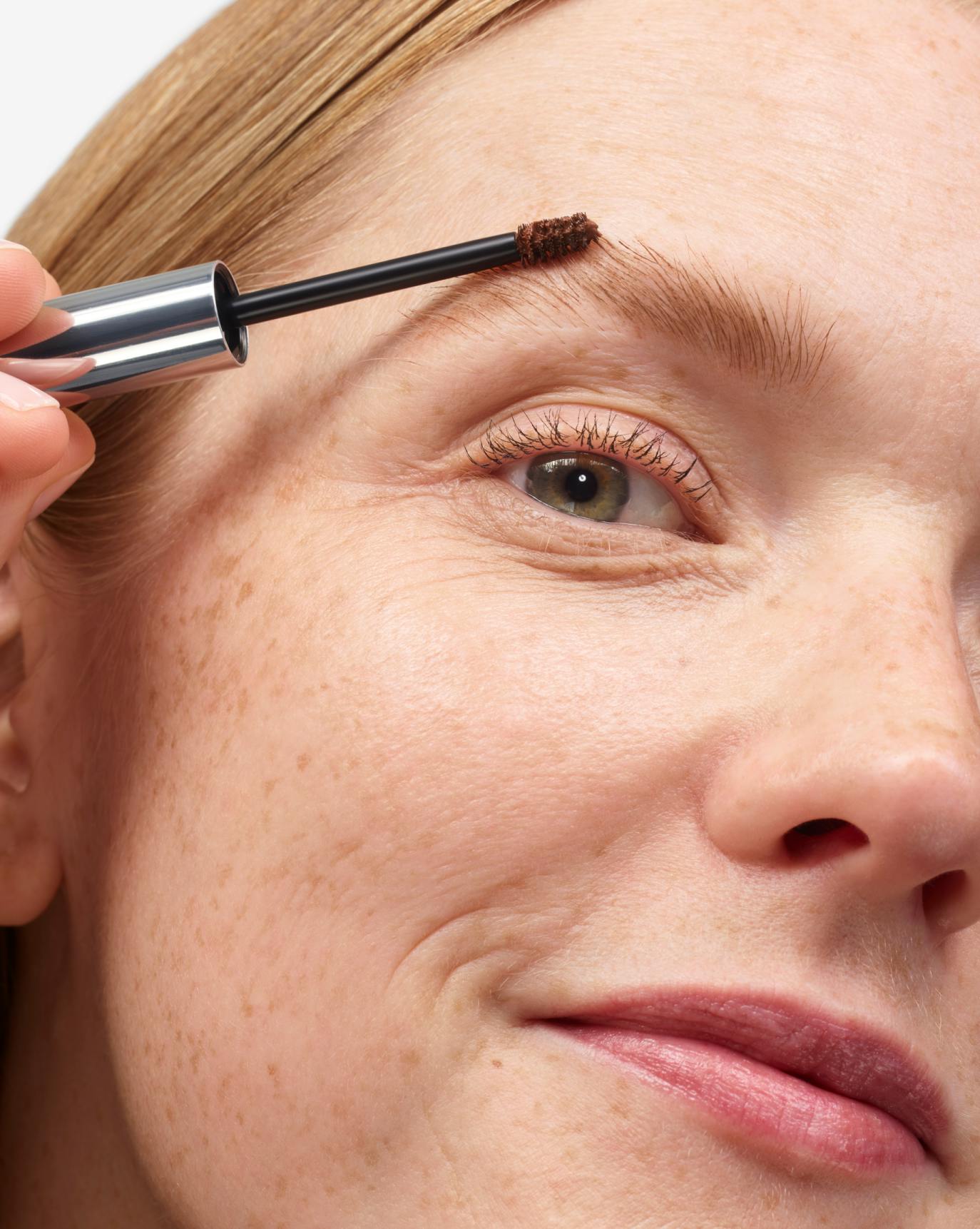 model wears auburn boy brow