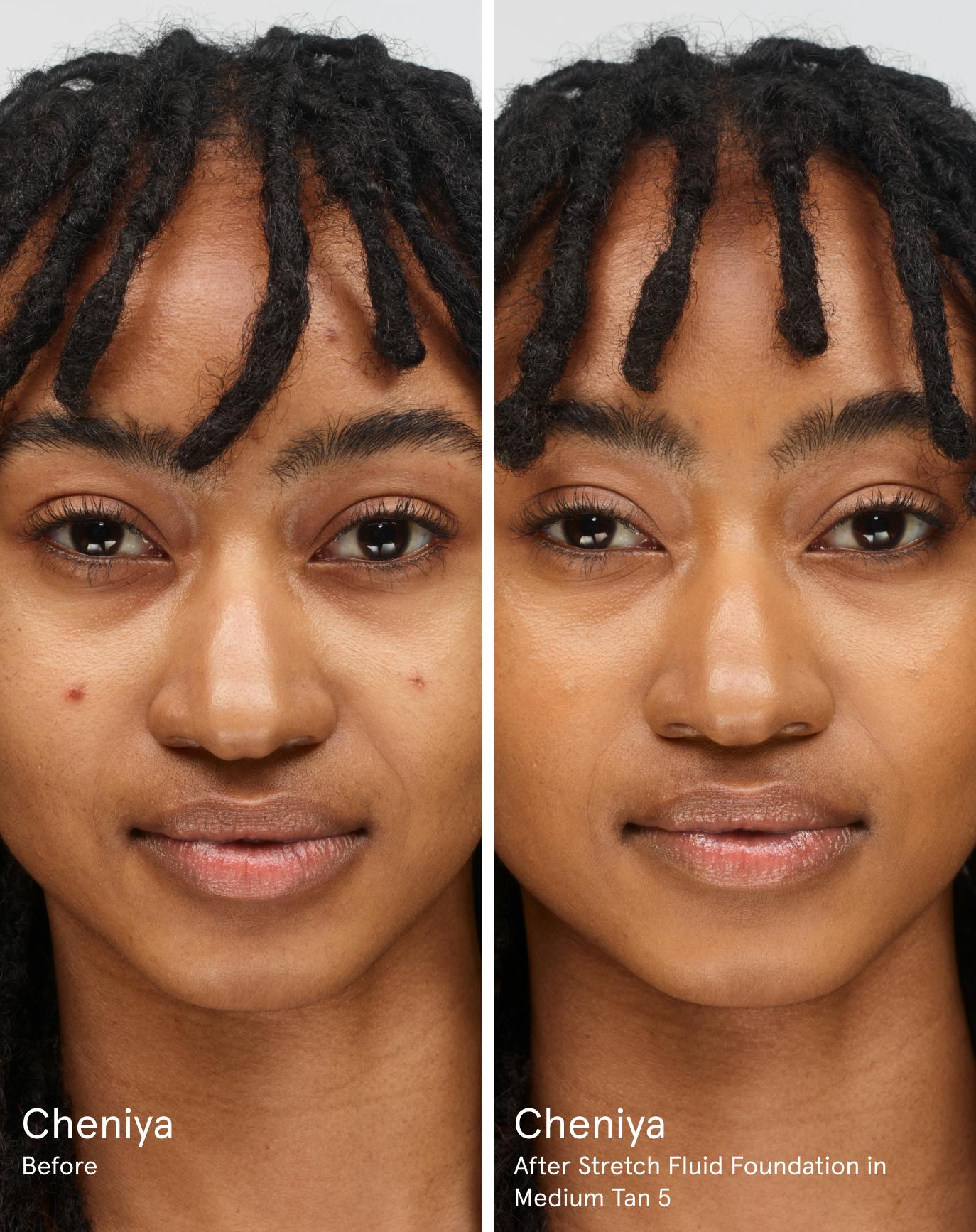 Cheniya before. After Stretch Fluid Foundation in MT5.