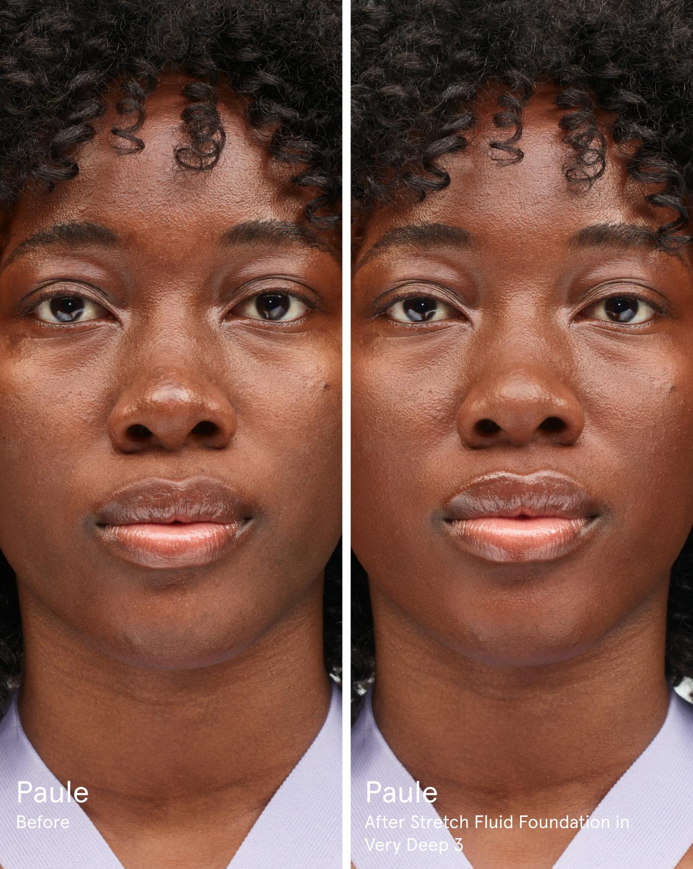 Paule before. After Stretch Fluid Foundation in VD3.