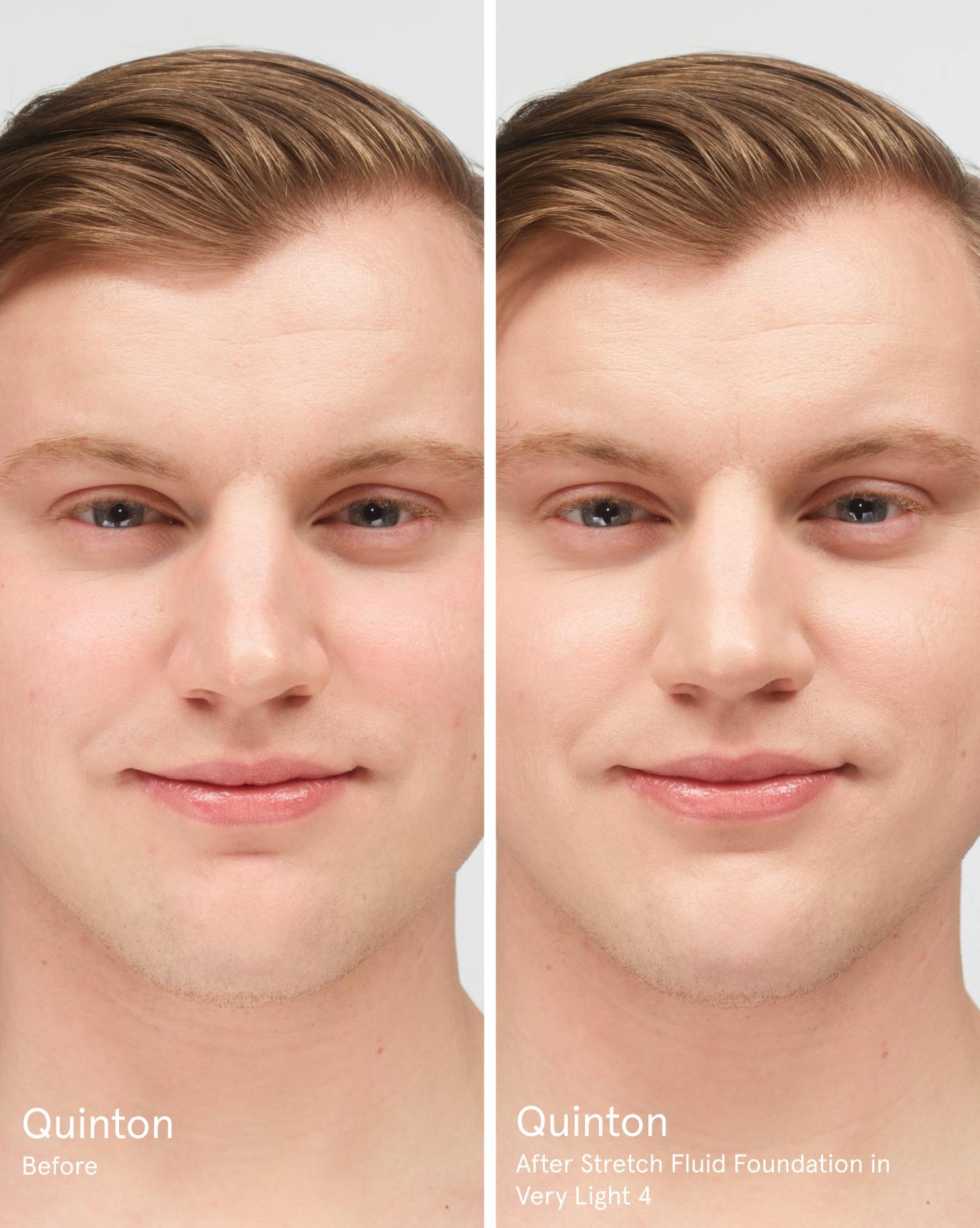 Quinton before. After Stretch Fluid Foundation in VL4.