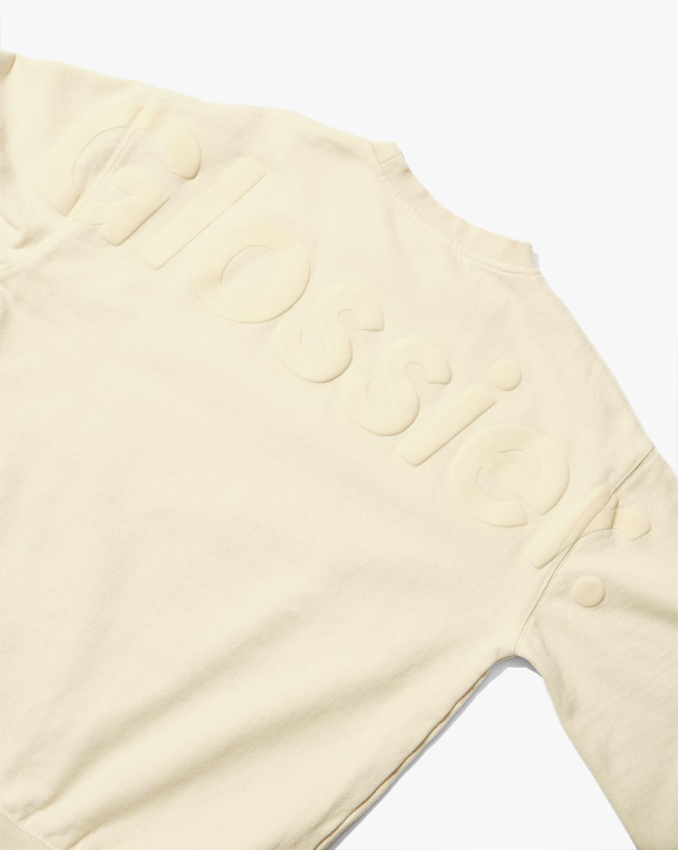 back of glossier la crewneck