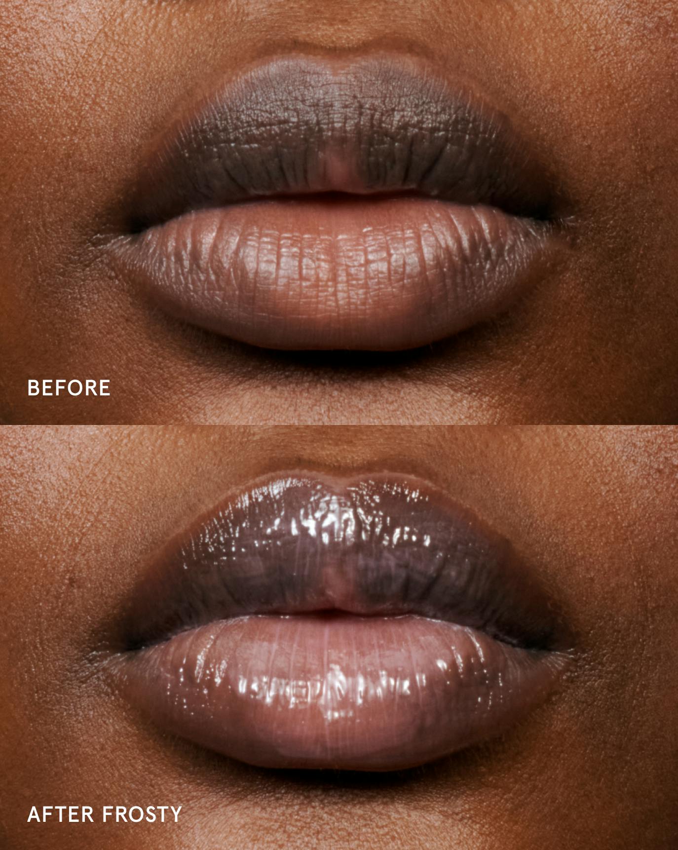 Ibti wears Lip Glaze in Frosty.