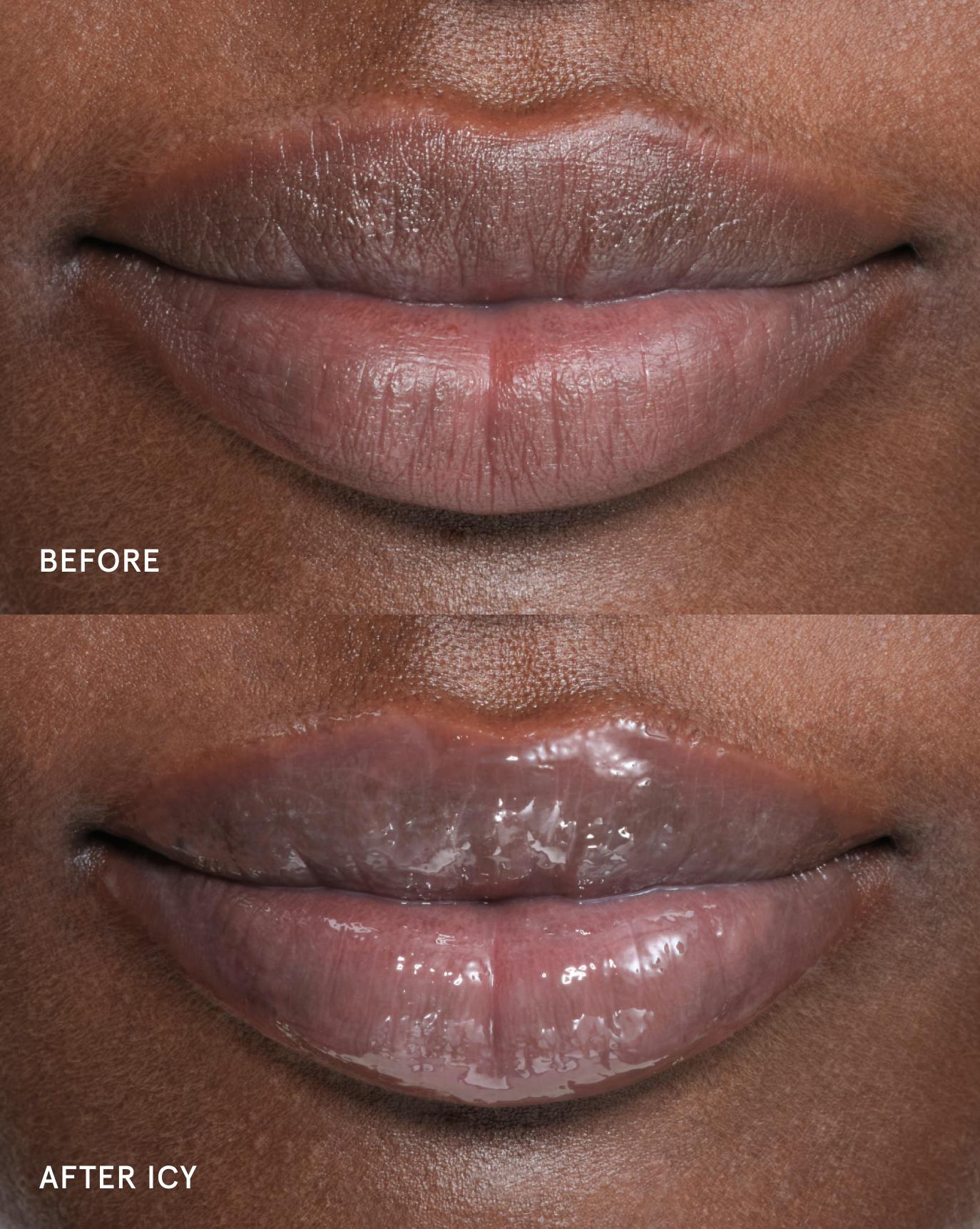 Brenda wears Lip Glaze in Icy.