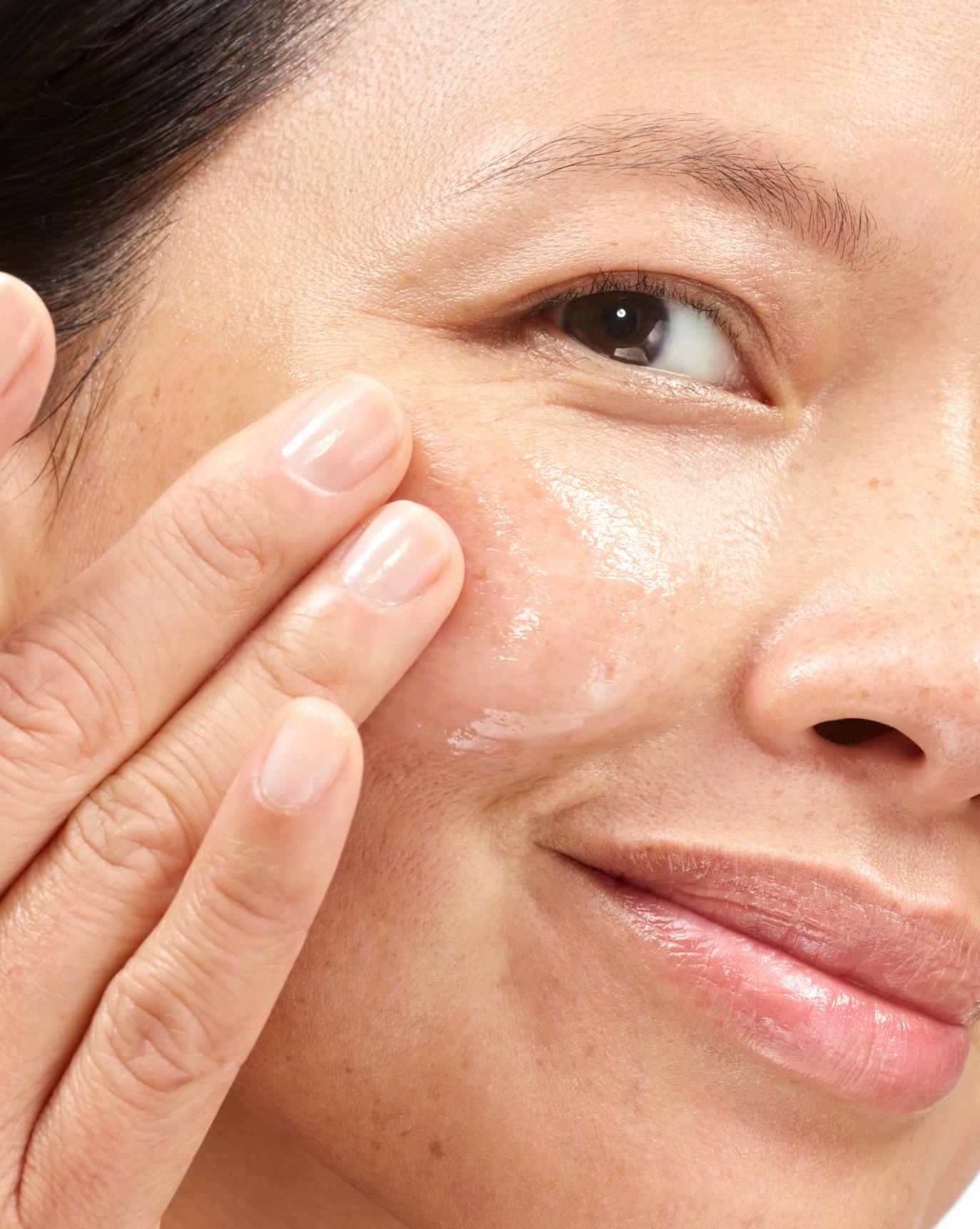 Christine cleanses with Milky Jelly Cleanser.