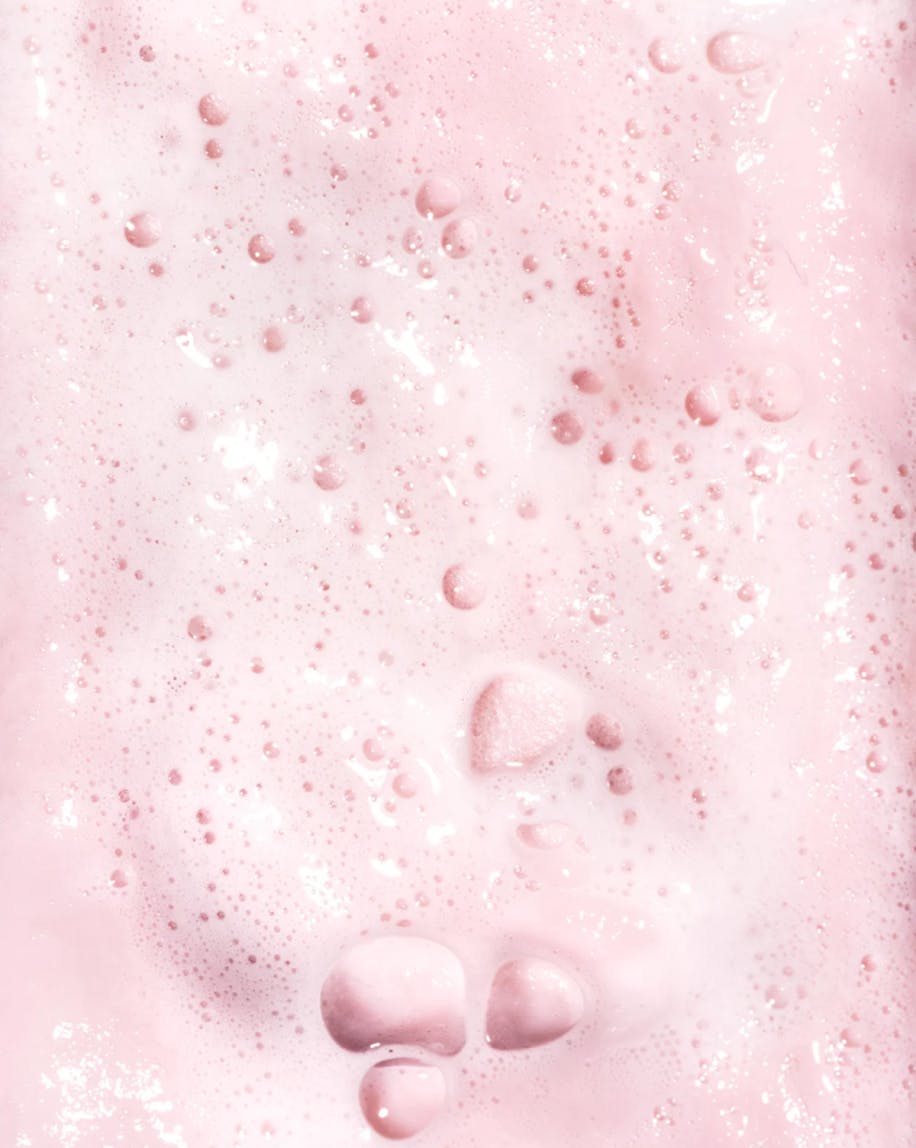 Pink lather of Exfoliating Bar.