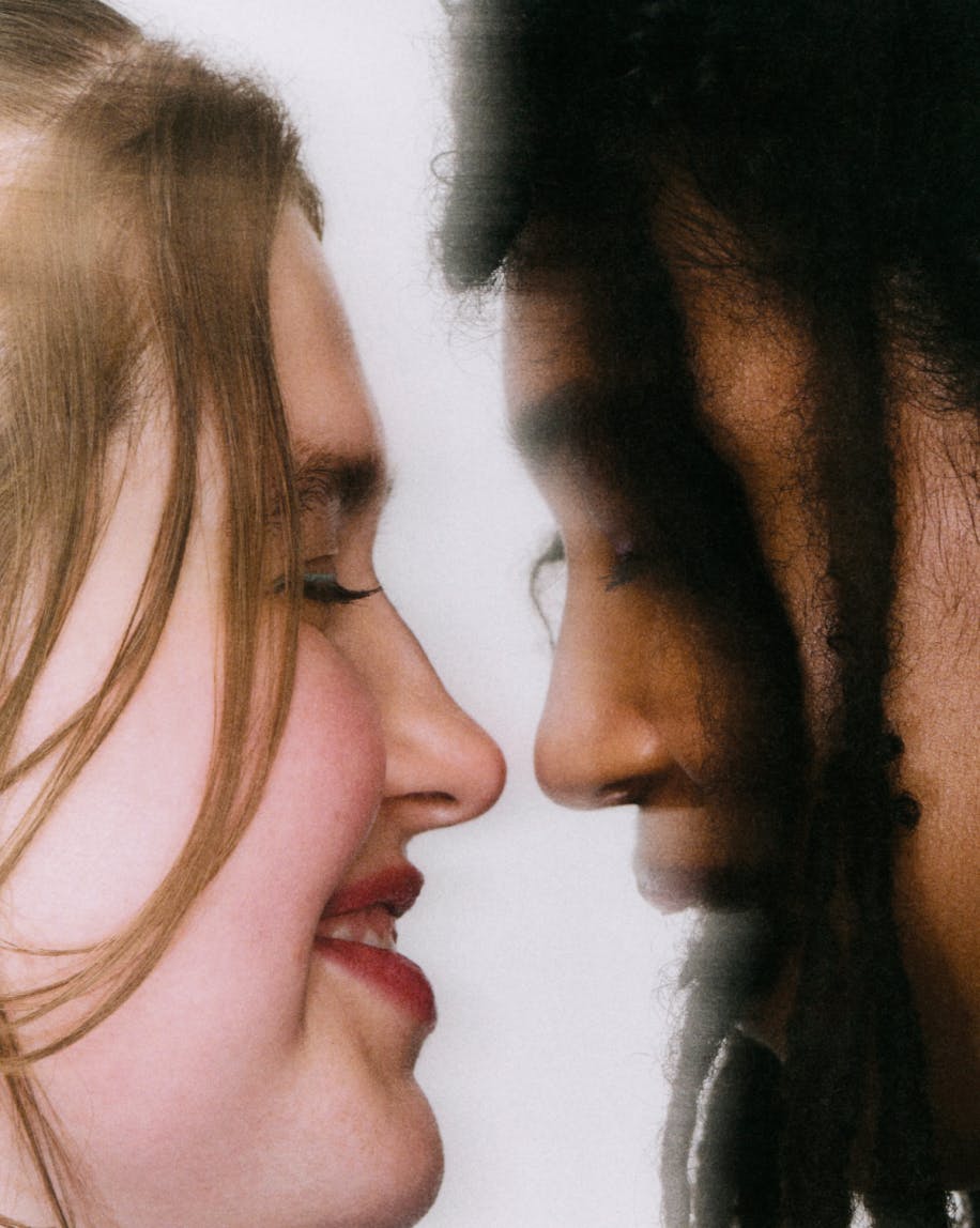 profile of man and woman looking at each other