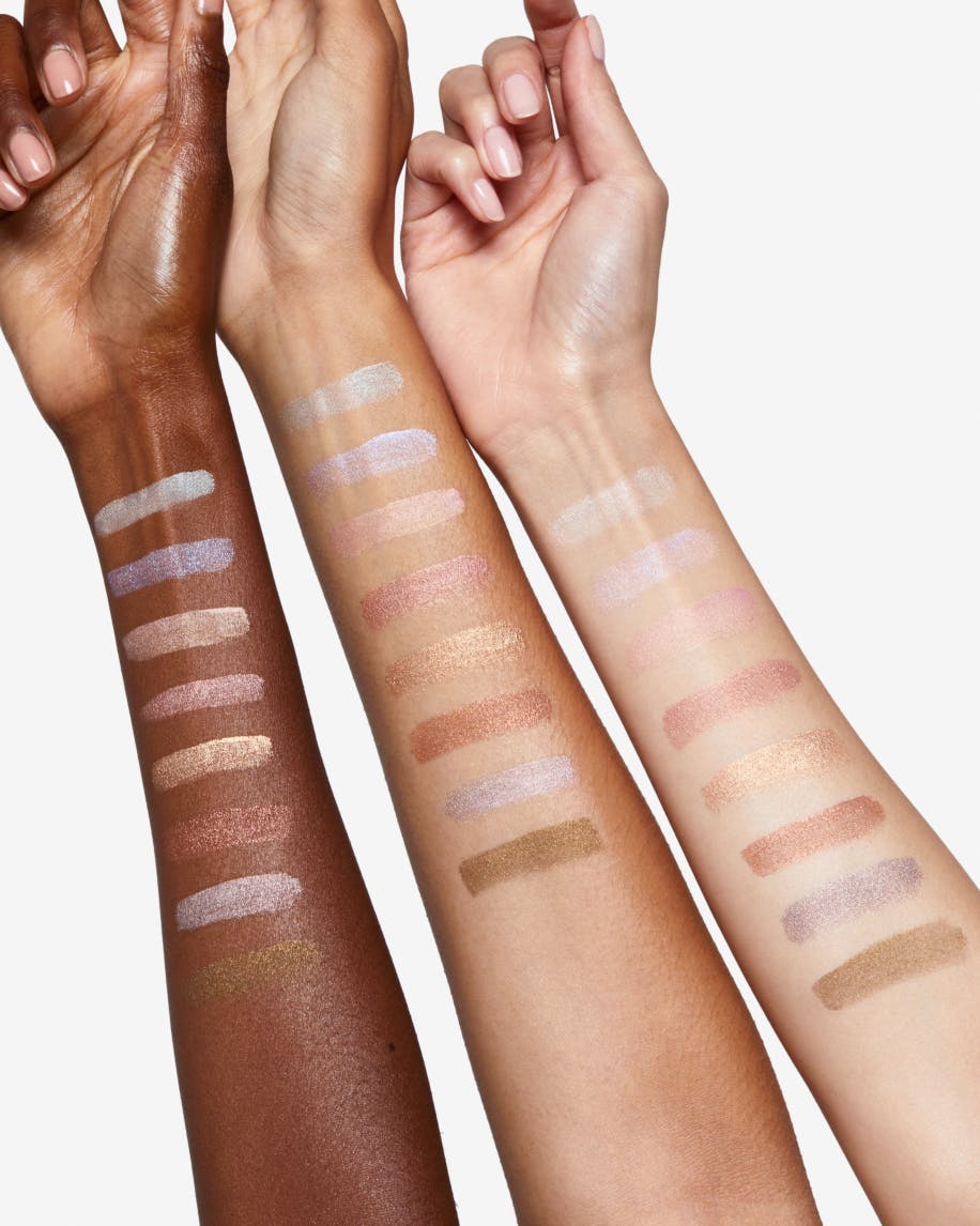 Swatches of Lidstar on various skin tones