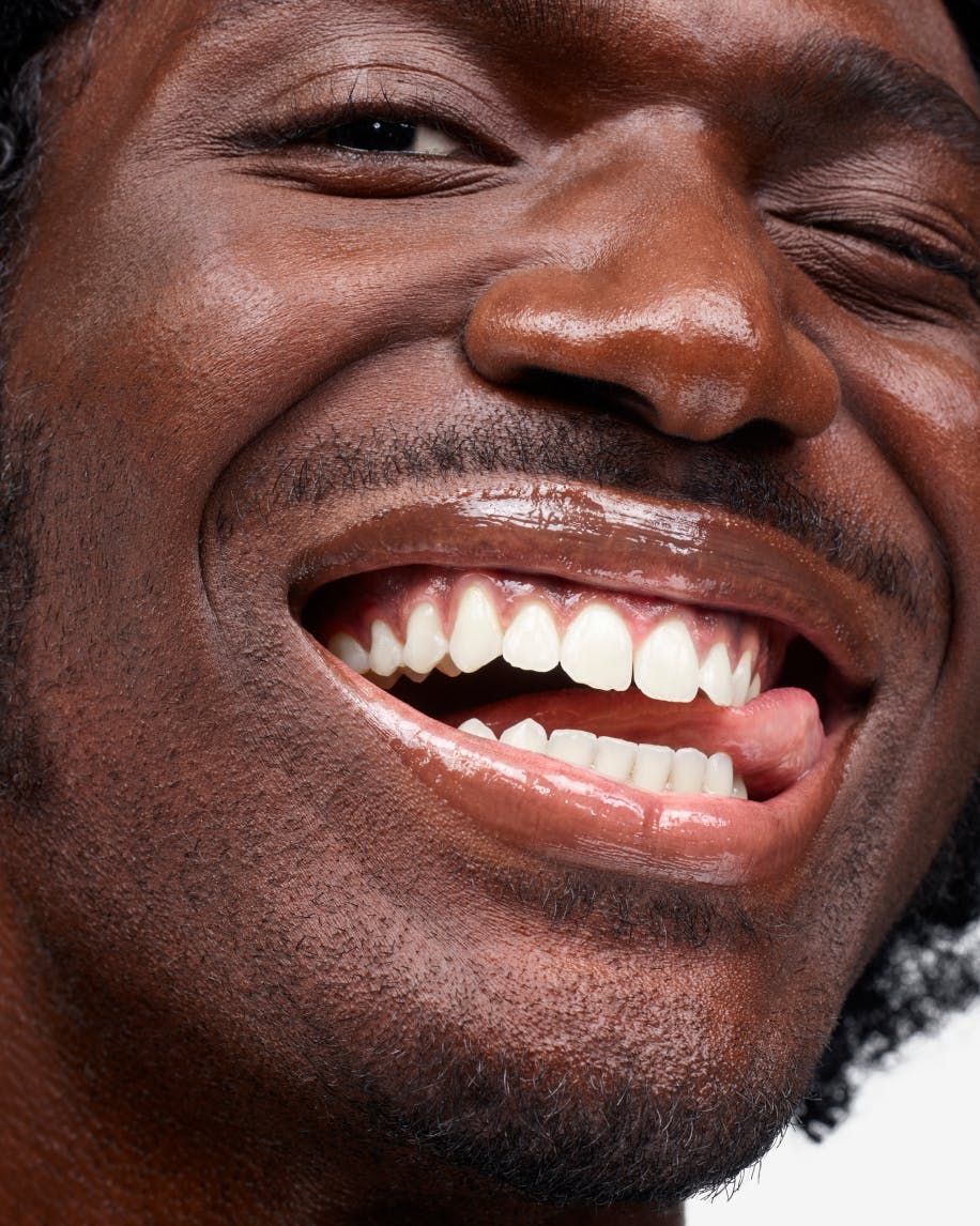 model wears clear lipgloss