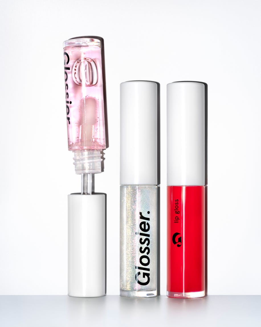 photos of lipgloss shades against white background