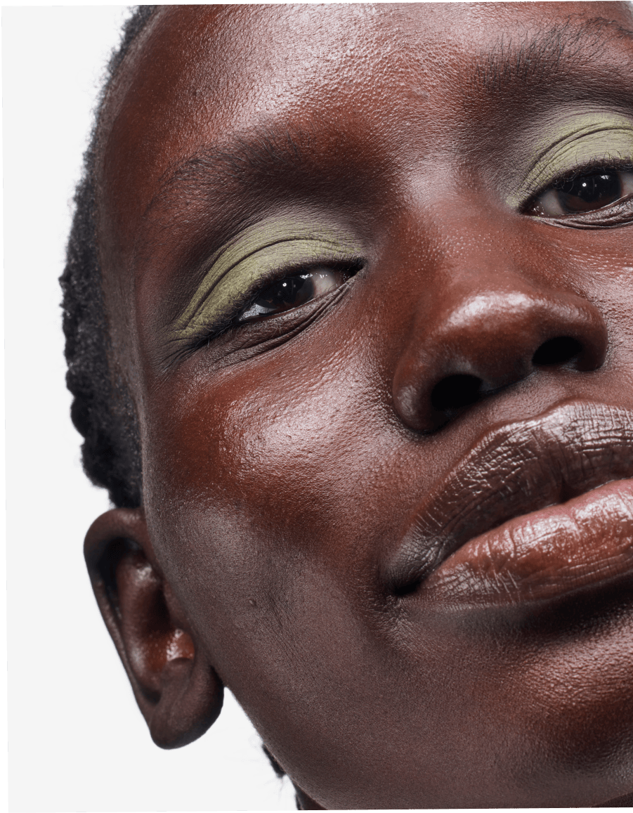 model wears skywash in lawn