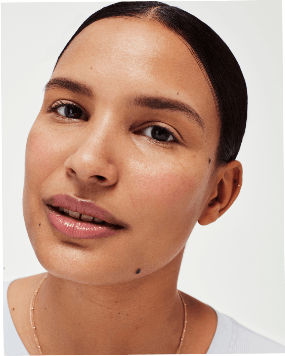 Model wears skywash in palm