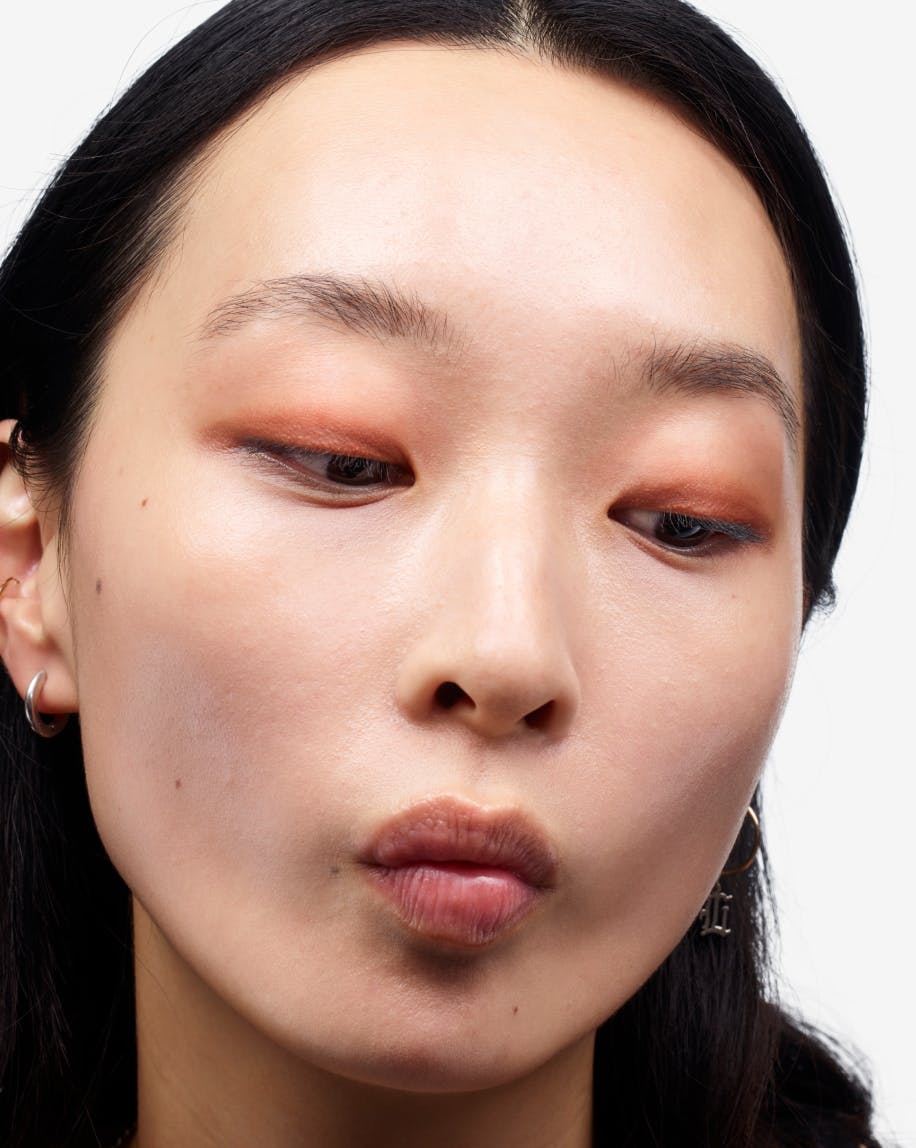 Model wears Skywash in Terra for a soft, subtle look