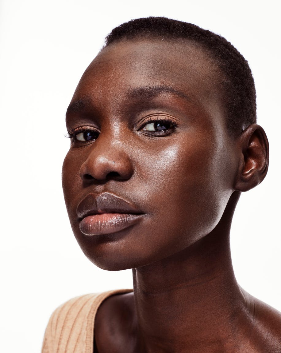 Model wears Skywash in Valley