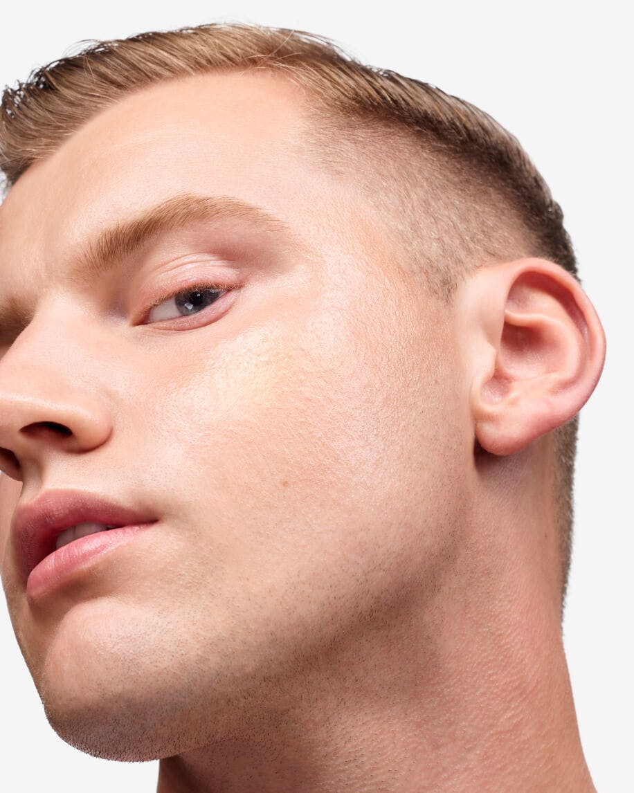 profile of model's face wearing haloscope in moonstone